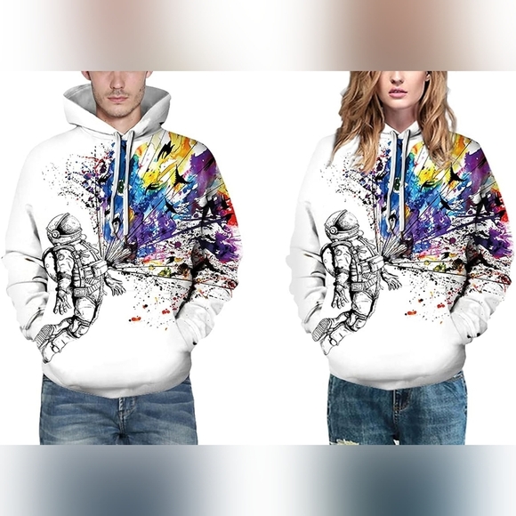 New Men's Graphic Drawstring Hoodie Sweater Multiple Sizes - Picture 5 of 5